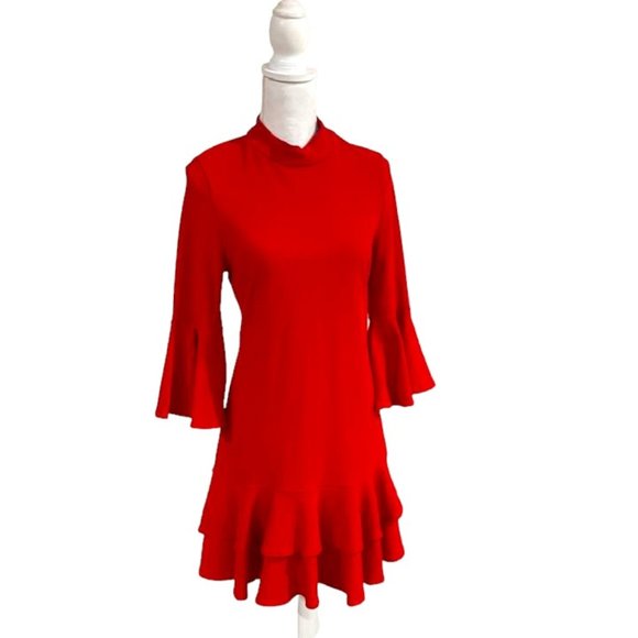 Boston Proper Beyond Travel Flare  Double Ruffled Party Cocktail Dr… - Picture 1 of 16